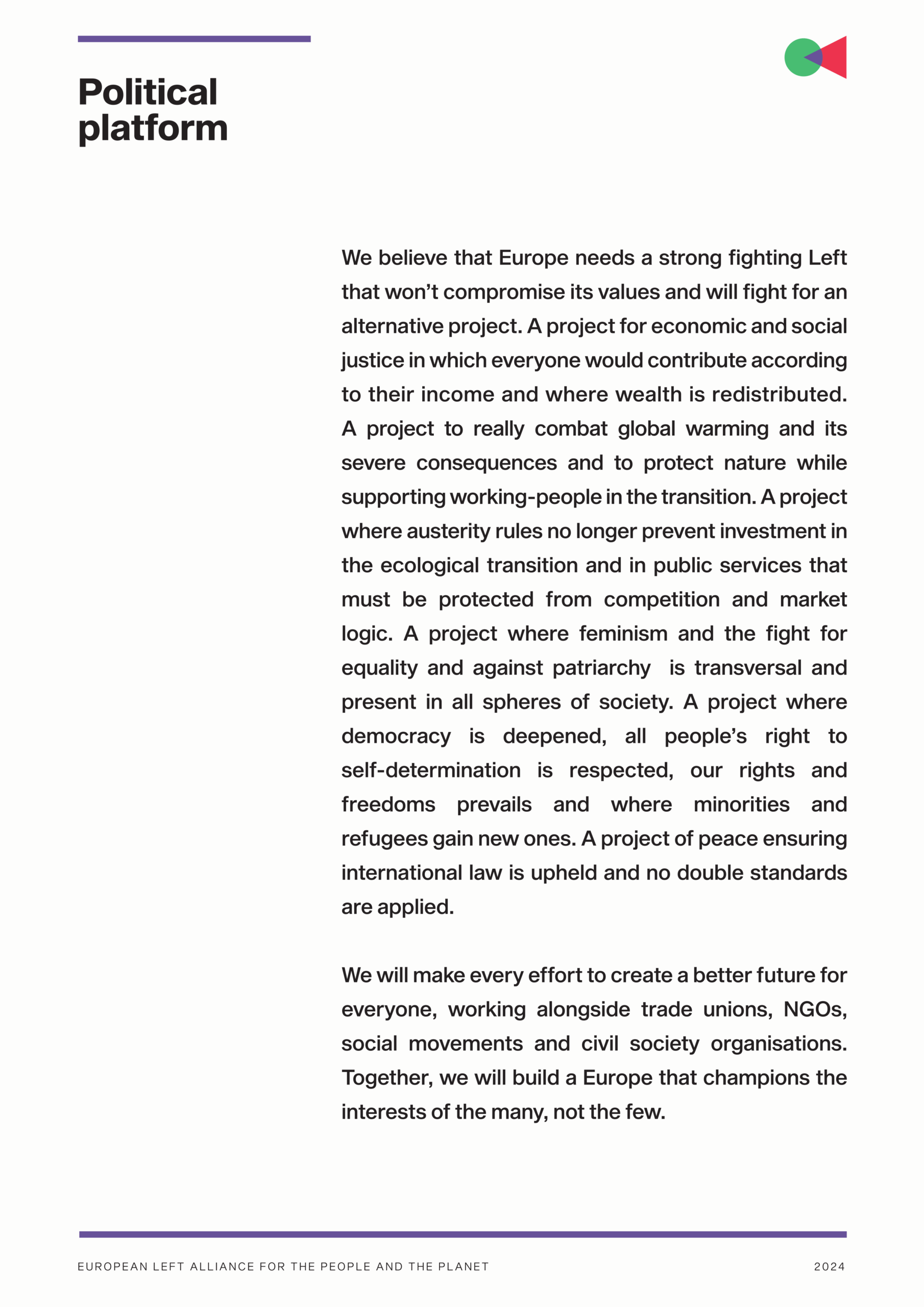 European Left Alliance 2024